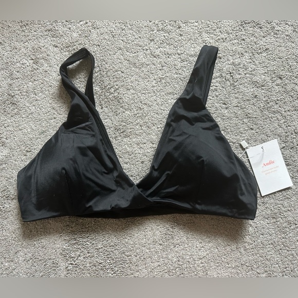 Andie Swim The Belmar Top in Black Size Medium Sustainable Bikini - Picture 3 of 8